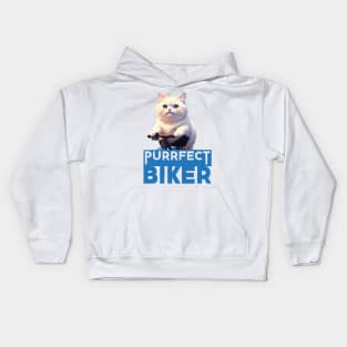 Just a Purrfect Biker Cat Kids Hoodie